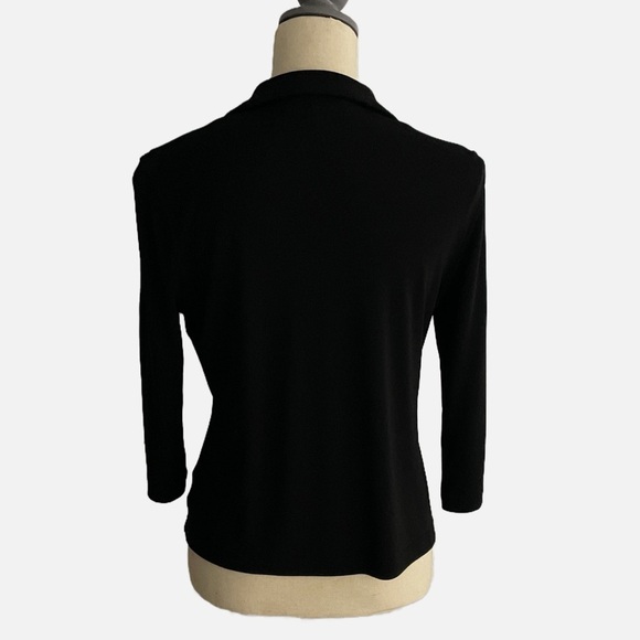 Evan-Picone Slinky Blazer Zip Front Size Large Black 3/4 Sleeves Formal Classic - Picture 4 of 10